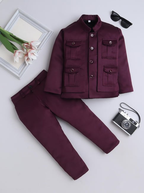 Fourfolds Boys Wine Indowestern Sets-picture-38