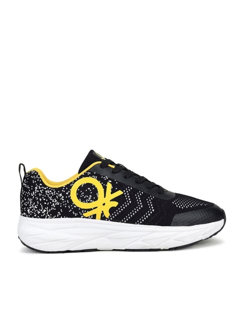 Mens Sneaker Benetton Yellow Shoes Low-Top Lace-Up Sneakers