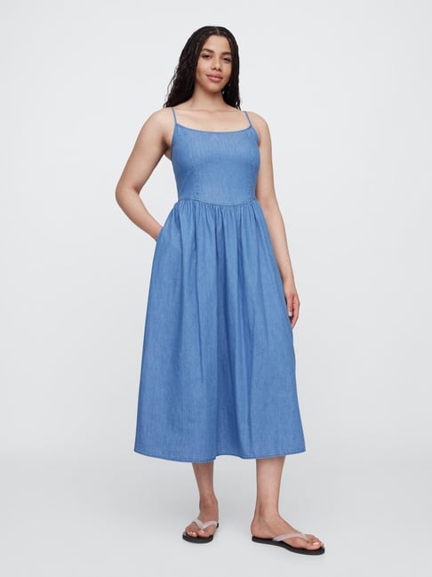GAP Blue Slim Fit Solid Dress-picture-17