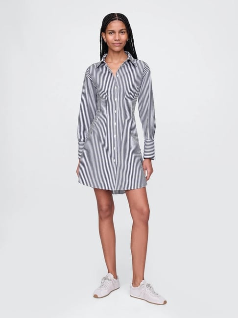 gap blue striped dress Staple The Label Mathilde Shirred Sundress In Blue Stripe