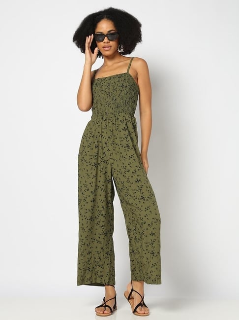 GAP Green Relaxed Fit Floral Jumpsuit