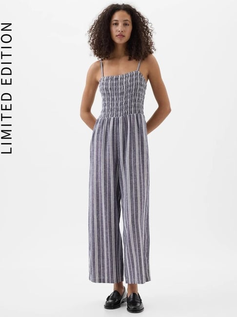 GAP Navy Blue Relaxed Fit Striped Jumpsuit-picture-34