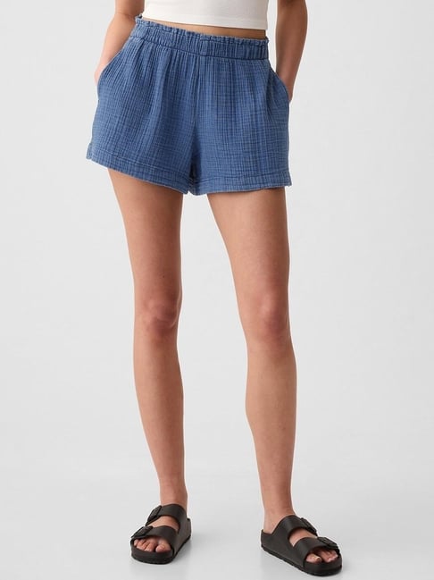 GAP Medium Blue Regular Fit Solid Shorts-picture-20