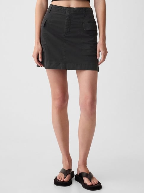 GAP Black Relaxed Fit Solid Skirt-picture-24