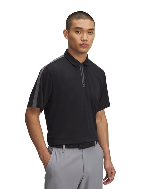 Under Armour Black Drive Zip Relaxed Fit Polo T-Shirt-picture-17