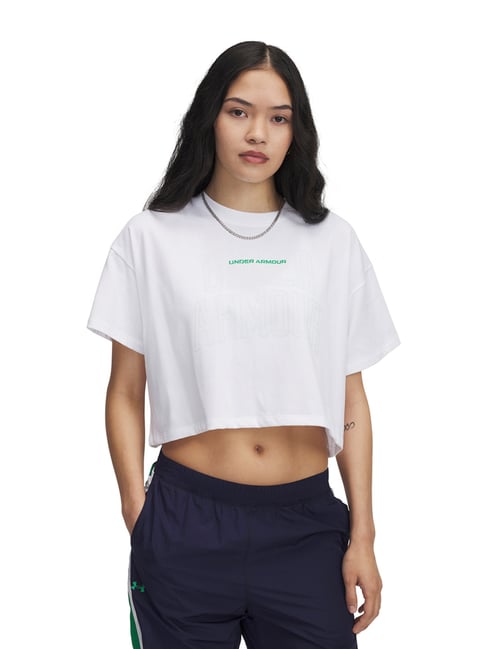 Under Armour White Varsity Heavyweight Relaxed Fit Crop Top