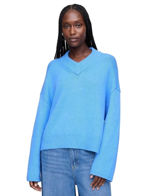 GAP Blue Relaxed Fit Solid Pullover