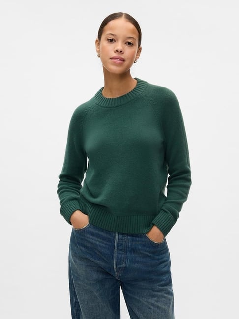 GAP Green Regular Fit Solid Pullover