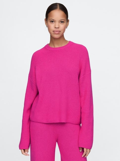 GAP Neon Pink Regular Fit Solid Pullover