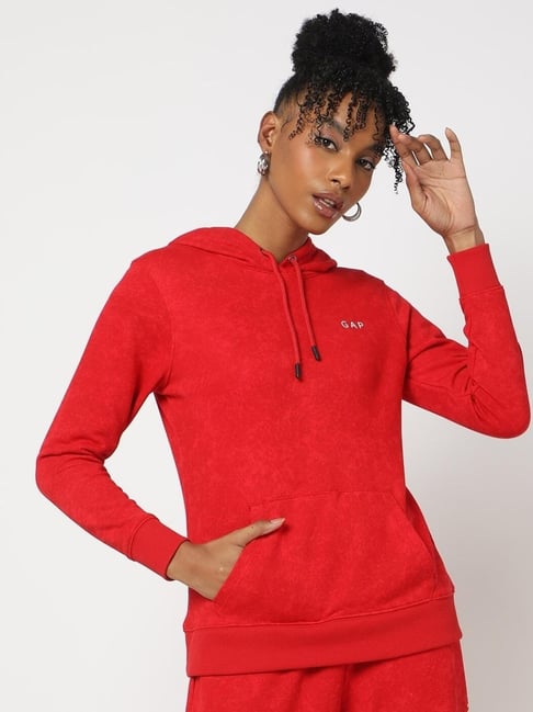 GAP Red Regular Fit Solid Hooded Sweatshirt-picture-35