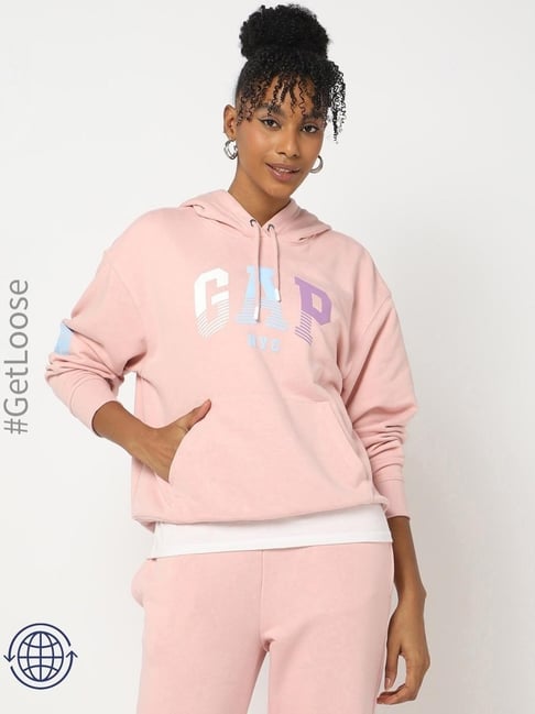 GAP Pink Regular Fit Graphic Hooded Sweatshirt