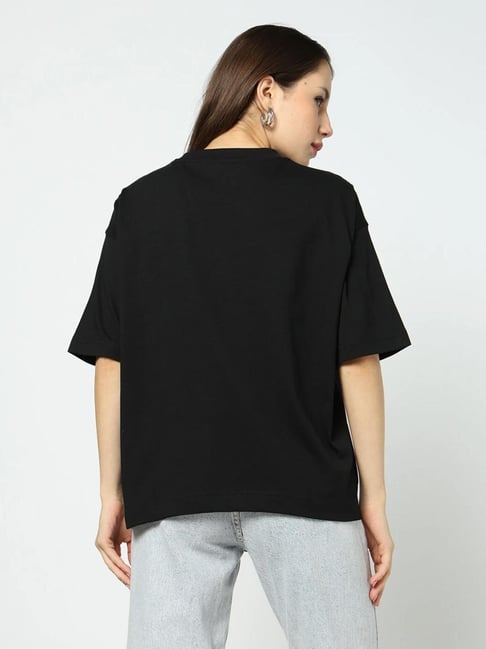 GAP Black Relaxed Fit Solid T-Shirt
