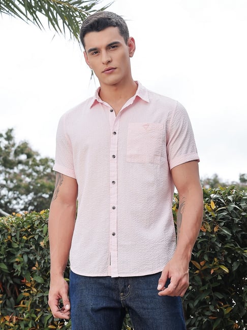 Thomas Scott Pink Slim Fit Solid Shirt-picture-22