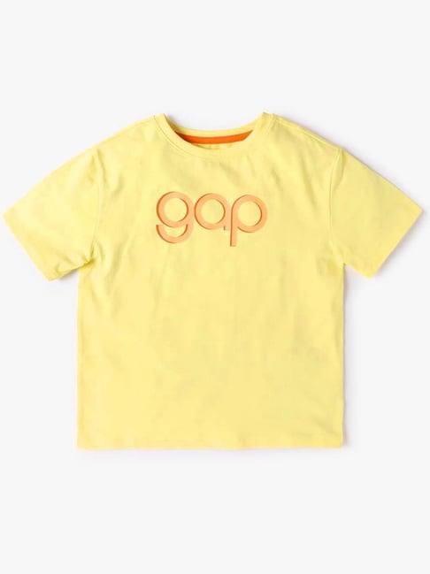GAP Girls Yellow Cotton Logo T-Shirt