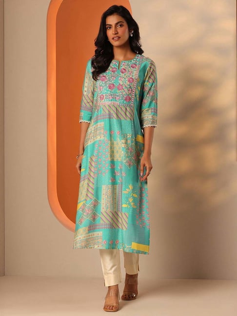 Libas Blue Straight Fit Embroidered Kurta-picture-23