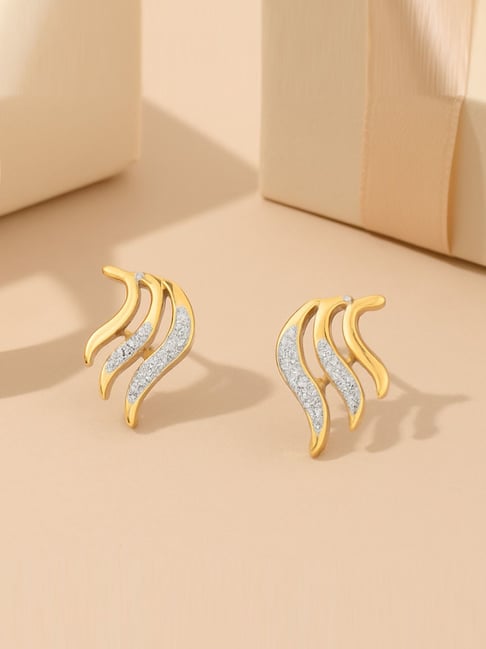Buy Mia by Tanishq 9k (375) Diamond Yellow Gold Earrings for Women