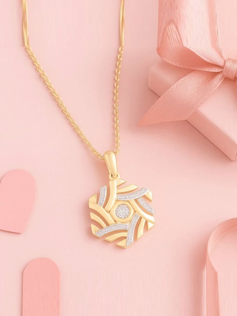 Mia by Tanishq 9k (375) Diamond Yellow Gold Pendant for Women