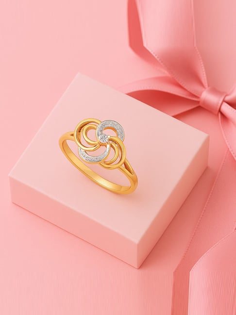 Mia by Tanishq 9k (375) Diamond Yellow Gold Ring for Women