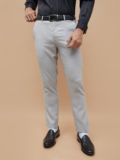 Code By Lifestyle Grey Slim Fit Trousers-picture-48