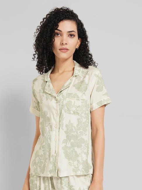 Dreamz By Pantaloons Sage Green Comfort Fit Printed Sleepwear Top-picture-22