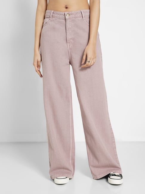 Sf Jeans By Pantaloons Pink Cotton Relaxed Fit Jeans-picture-24