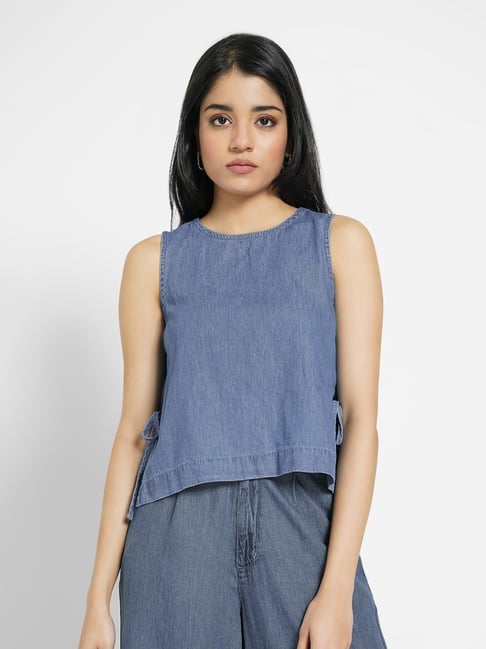 Sf Jeans By Pantaloons Blue Cotton Regular Fit Top-picture-27
