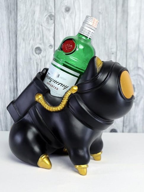 Smokey Cocktail Black Resin Bottle Holder Decor Showpiece-picture-35