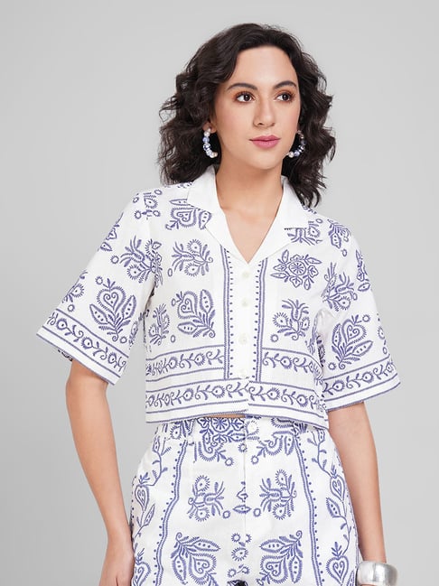 Akkriti By Pantaloons White Cotton Regular Fit Printed Shirt-picture-37