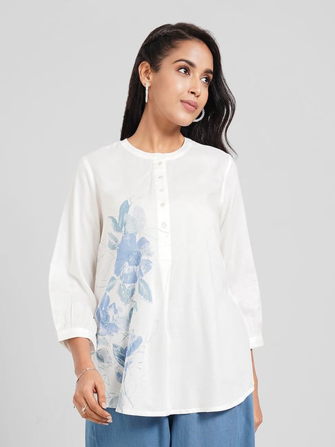 Akkriti By Pantaloons White Regular Fit Printed Tunic-picture-12