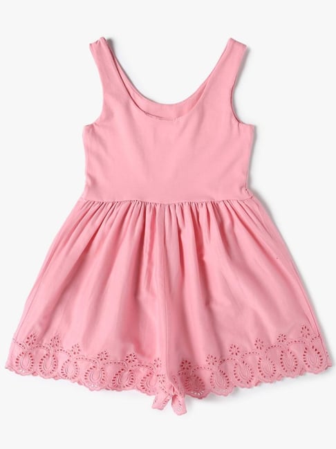 GAP Girls Pink Cotton Cut Work Playsuit