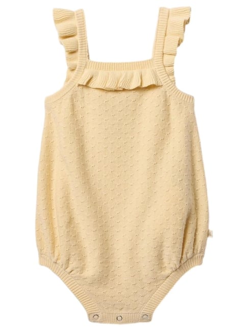 GAP Girls Yellow Cotton Self Onesies-picture-36