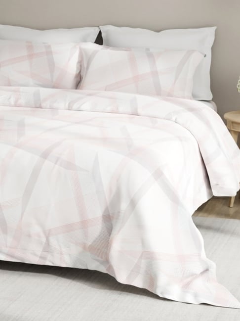 Boutique Living Embrace Pink Cotton Stripes 152 TC King Flat Bedsheet with 2 Pillow Covers-picture-14