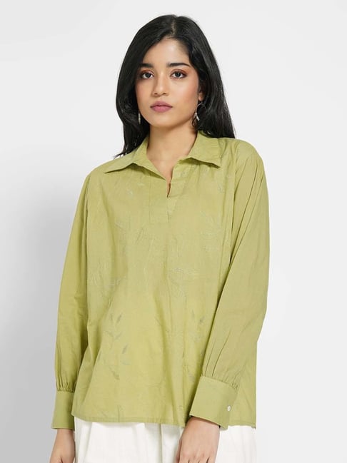 Akkriti By Pantaloons Green Cotton Regular Fit Embroidered Tunic-picture-10