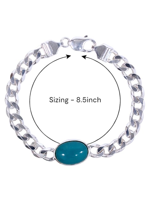 Taraash 925 Sterling Silver Curb Chain Bracelet with Turquoise