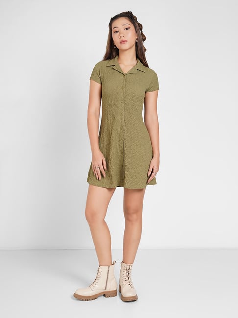 People By Pantaloons Green Slim Fit Dress-picture-38