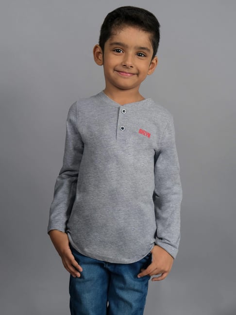 3PIN Boys Grey Cotton Regular Fit T-Shirt-picture-23