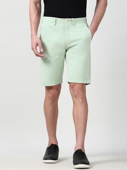 Peter England Green Cotton Regular Fit Shorts-picture-19