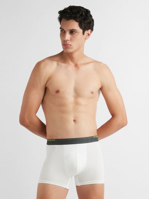 Peter England White Cotton Regular Fit Trunks-picture-36