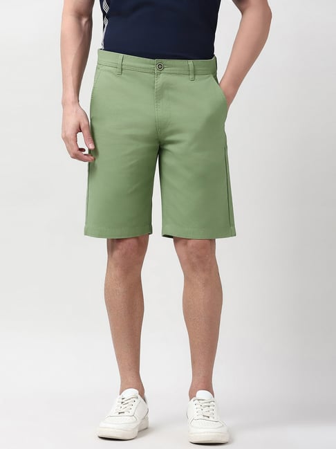 Peter England Green Cotton Regular Fit Shorts-picture-18