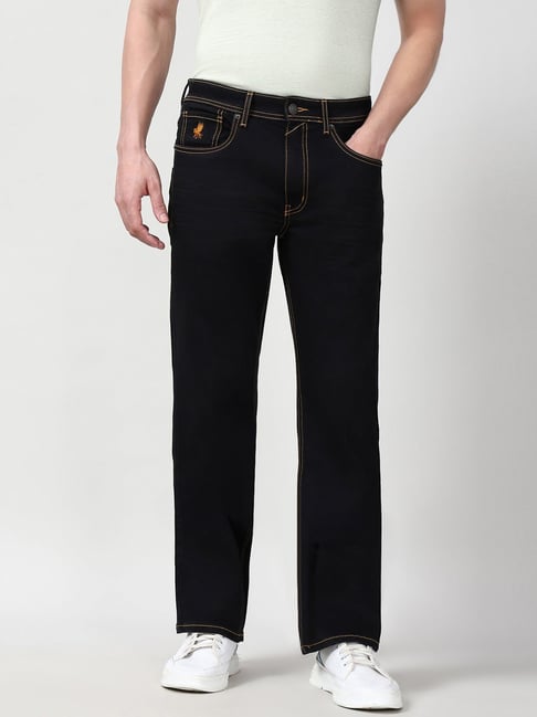 Peter England Black Cotton Regular Fit Jeans