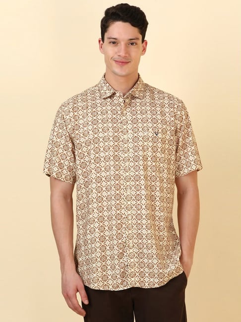 Allen Solly Beige Cotton Slim Fit Printed Shirt-picture-27