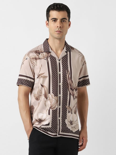 Van Heusen Beige Cotton Slim Fit Printed Shirt-picture-18