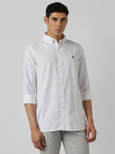 Van Heusen White Cotton Slim Fit Shirt