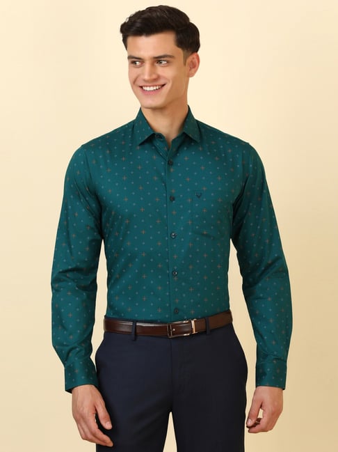 Allen Solly Green Cotton Slim Fit Printed Shirt-picture-33