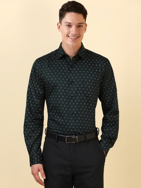 Allen Solly Green Cotton Slim Fit Printed Shirt-picture-32