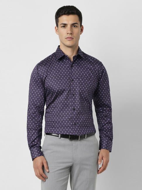 Van Heusen Purple Cotton Regular Fit Printed Shirt-picture-33