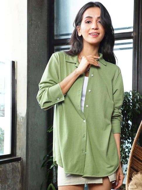 Pinacolada Green Cotton Regular Fit Shirt-picture-17