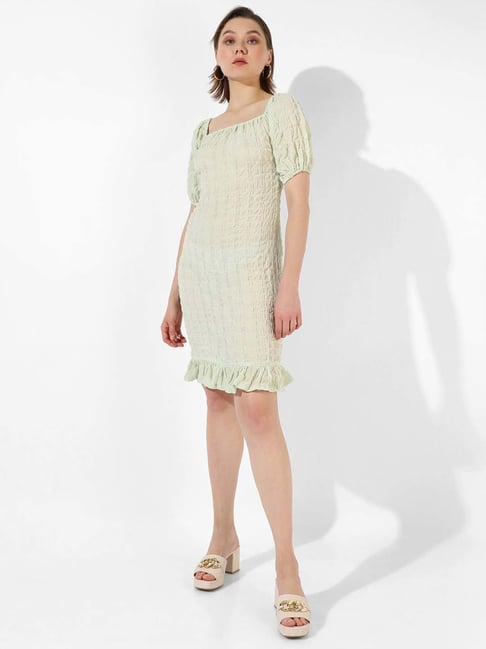 Pinacolada Green Regular Fit Self Pattern Dress-picture-40