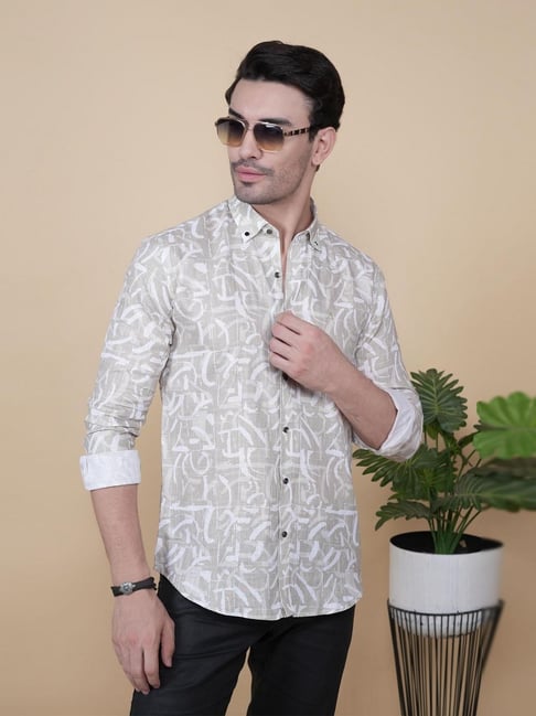 ALMATY Emre Cream Linen Printed Shirt-picture-18
