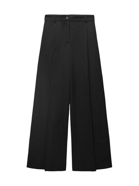 MIXXO Black 10 Cropped Mid Rise Relaxed Fit Wide Pants-picture-30